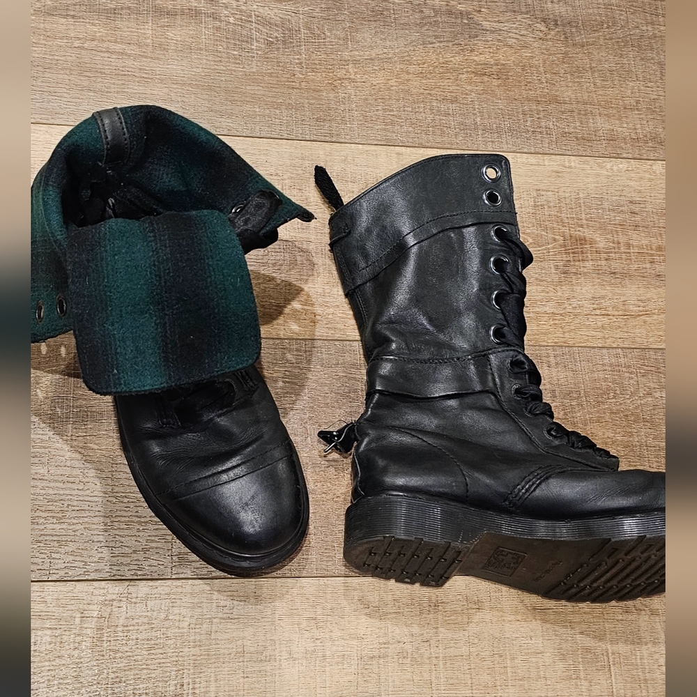 Dr. Martens Black and Green Women's Boots